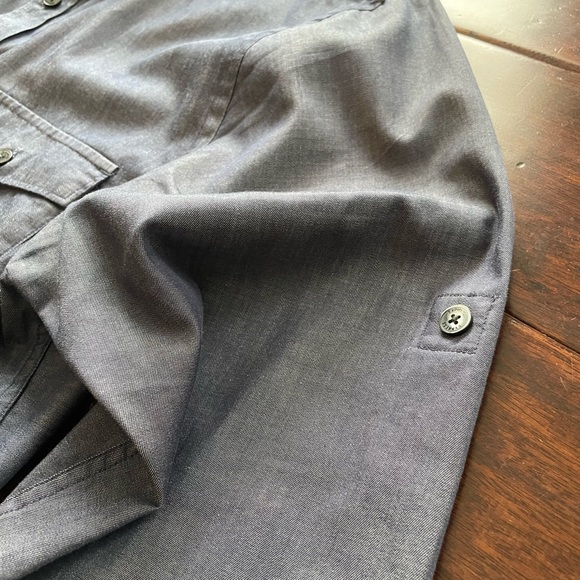 Express Size Medium Button Dress Shirt 15-15 1/2 Slate Blue Extra Slim Fit - Picture 6 of 9